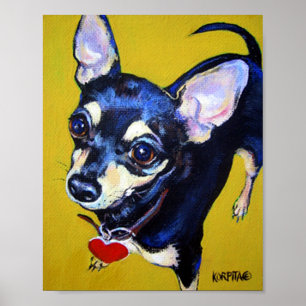 Little Bitty Chihuahua - Black en Tan Chihuahua Poster