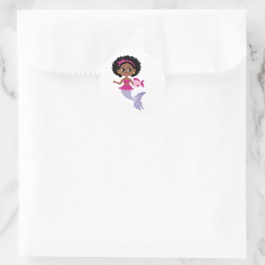 Little Black African American Mermaid Sticker (Tas)