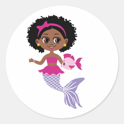 Little Black African American Mermaid Sticker (Voorkant)