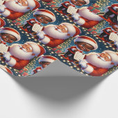 Little Black Boy op schoot van de kerstman Cadeaupapier (Hoek)