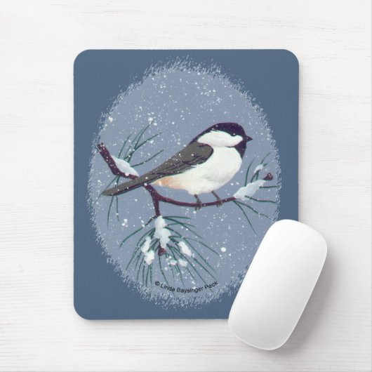 Little Black Capped Chickadee Oval Muismat (Met muis)