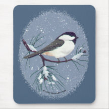 Little Black Capped Chickadee Oval