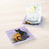 Little Black Cat Glazen Onderzetter (Schuin)