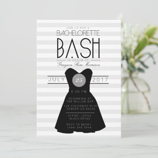 Little Black Dress Bachelorette Bash | Partij Kaart (Staand voorkant)