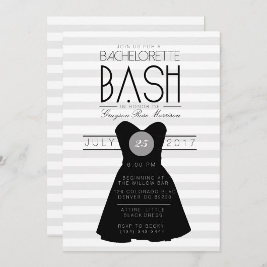 Little Black Dress Bachelorette Bash | Partij Kaart (Voorkant / Achterkant)