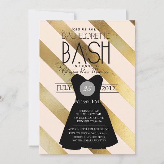 Little Black Dress Bachelorette Bash | Partij Kaart (Voorkant)