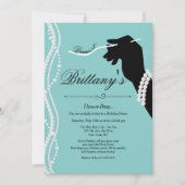 Little Black Dress Blauw Glam Verjaardagsdiner Kaart (Voorkant)