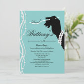 Little Black Dress Blauw Glam Verjaardagsdiner Kaart (Staand voorkant)