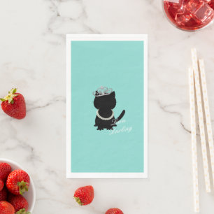 Little Black Dress Blauwgroen Blue Cat Tiara Party Servet