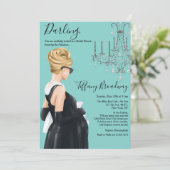 Little Black Dress Blue Glam Baby shower Kaart (Staand voorkant)