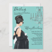 Little Black Dress Blue Glam Baby shower Kaart (Voorkant)