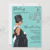 Little Black Dress Blue Glam Baby shower Kaart (Voorkant)