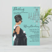 Little Black Dress Blue Glam Baby shower Kaart (Staand voorkant)