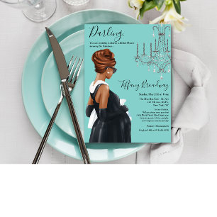 Little Black Dress Blue Glam Baby shower Kaart