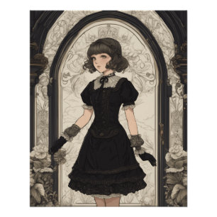 Little Black Dress Fantasy Couture  Manga Perfect Poster