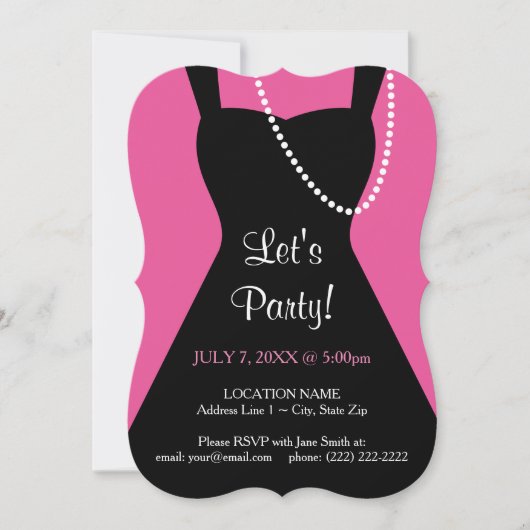 Little Black Dress Invitation | Bachelorette Party Kaart (Voorkant)