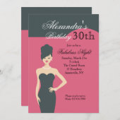 Little Black Dress Invitation Kaart (Voorkant / Achterkant)