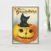 Little Black en Jack O' Lantern Halloween Kaart (Voorkant)