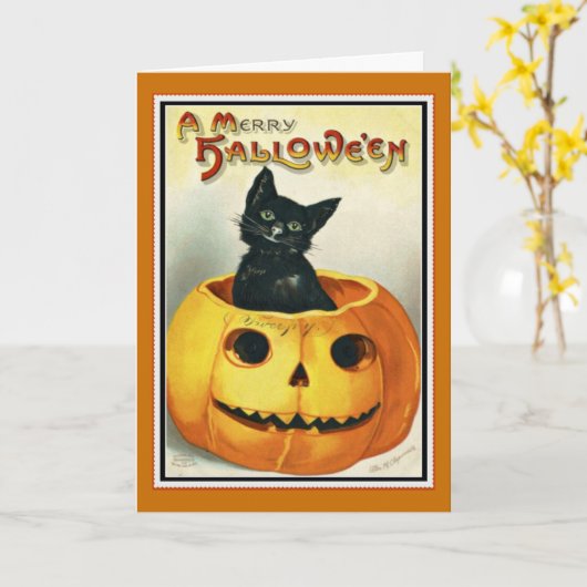 Little Black en Jack O' Lantern Halloween Kaart (Gele Bloem)