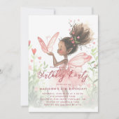 Little Black Fairy Ballerina Verjaardagsfeestje Kaart (Voorkant)