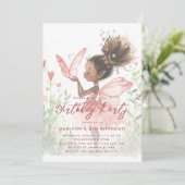 Little Black Fairy Ballerina Verjaardagsfeestje Kaart (Staand voorkant)