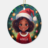 Little Black Girl Kerstman Hoed Keramisch Ornament (Links)