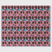 Little Black Girl Popping Pink Bubblegum Cadeaupapier (Vlak)