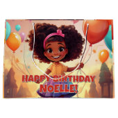 Little Black Girl verjaardagsfeest ballonnen Groot Cadeauzakje (Voorkant)
