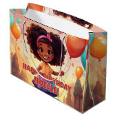 Little Black Girl verjaardagsfeest ballonnen Groot Cadeauzakje (Achterkant Gekanteld)