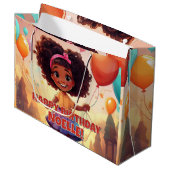 Little Black Girl verjaardagsfeest ballonnen Groot Cadeauzakje (Voorkant Gekanteld)