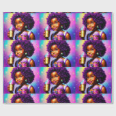 Little Black/Melenated Girl Wrapping Paper Cadeaupapier (Vlak)