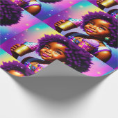 Little Black/Melenated Girl Wrapping Paper Cadeaupapier (Hoek)