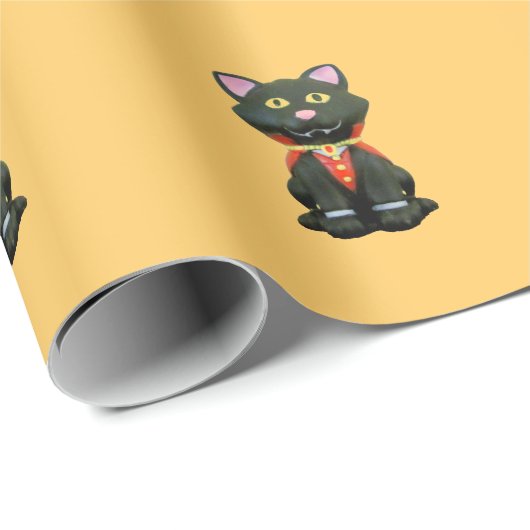 Little Black Vampire Cat Cadeaupapier (Rol Hoek)