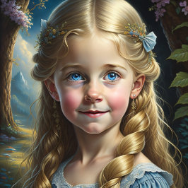Little blond girl with blue dress v1 tissuepapier
