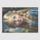 Little blond girl with blue dress v1 tissuepapier (Voorkant)