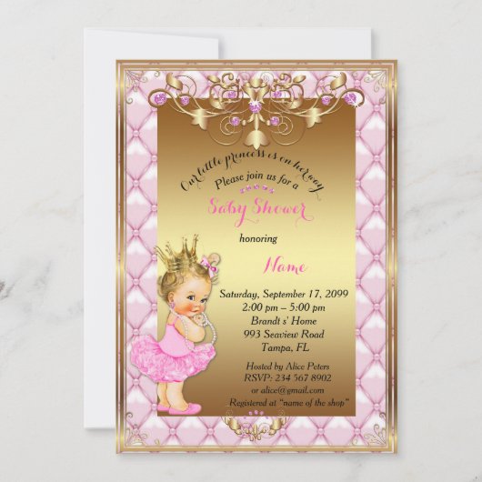 Little Blond Princess, Baby shower Uitnodiging, go Kaart (Voorkant)