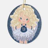 Little Blonde Girl Denim & Diamonds Kerstmis Keramisch Ornament (Links)