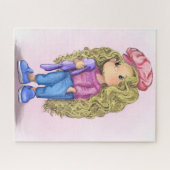 Little Blonde Girl met Bunny Speelgoed Puzzle Legpuzzel (Horizontaal)