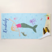 Little Blonde Mermaid Personalized Beach Towel Strandlaken (Voorkant)