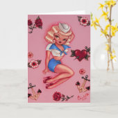 Little Blonde Sailor Girl Card Kaart (Gele Bloem)