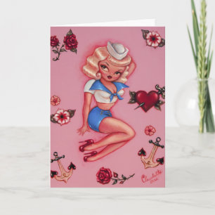 Little Blonde Sailor Girl Card Kaart