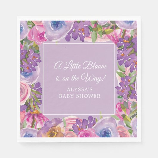 Little Bloom Paarse Roze Bloemen Baby Meisje Douch Servet (Voorkant)