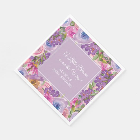 Little Bloom Paarse Roze Bloemen Baby Meisje Douch Servet (Hoek)