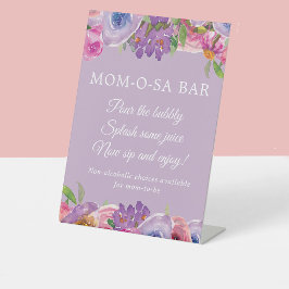 Little Bloom Paarse Roze Bloemen Baby Meisje Momos Reclamebord Met Voetstuk