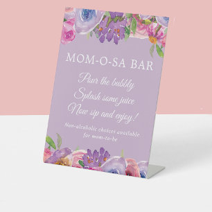 Little Bloom Paarse Roze Bloemige Baby Girl Momosa Reclamebord Met Voetstuk