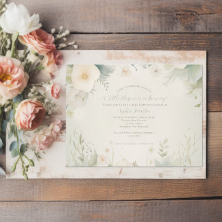 Little Blossom Illustrated Flower Baby shower Kaart