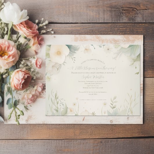 Little Blossom Illustrated Flower Baby shower Kaart