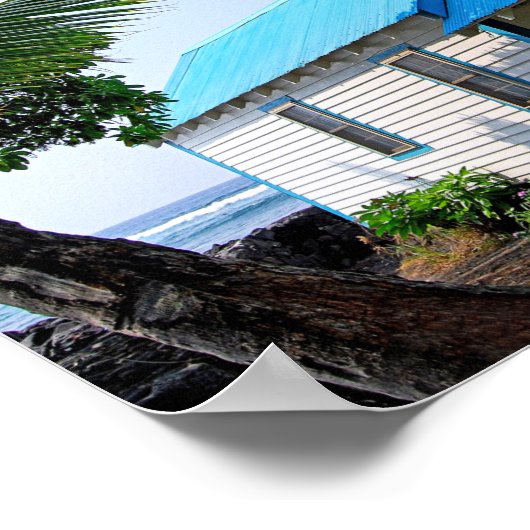Little Blue and White Church in Hawaii Poster (Hoek)