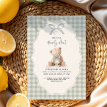 Little Blue Bearly Wait Baby Shower Uitnodiging