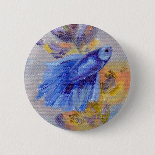 Little Blue Betta Fish Ronde Button 5,7 Cm (Voorkant)